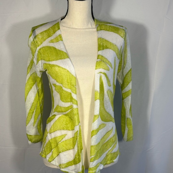 NIC+ZOE Sweaters - NIC+ZOE Green and White Meadow Mix 4 way Cardigan Sweater XS